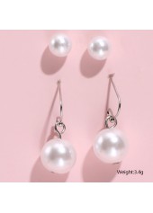 White jewelry,Geometric jewelry,Round Pearl Design White Earring Set