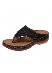 Black Falt Toe Post Flip Slippers