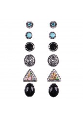 Multi Color Geometric Pattern Earring Set