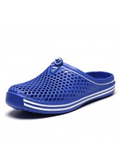 Dark Blue Falt Round Toe Sliders