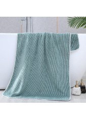 Striped Polyester Sage Green Bath Towel
