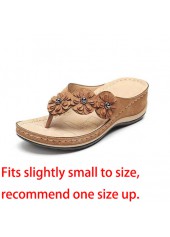 Dark Camel accessories,Plain Color accessories,Low Heel Floral Design Dark Camel Flip Flops