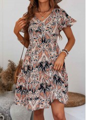 Patchwork Tribal Print Multi Color A Line Dress