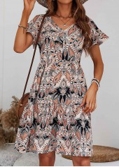 Multi Color dresses,Tribal dresses,Patchwork Tribal Print Multi Color A Line Dress