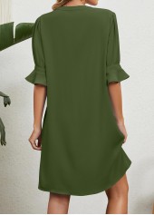 Olive Green dresses,Plain Color dresses,Split Olive Green Short H Shape Dress