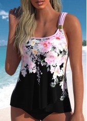 Rotita-Tankini-Oberteil mit überkreuztem Saum und Blumenmuster in Rosa-Kein Boden