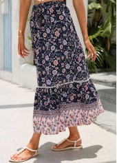 Multi Color bottoms,Floral bottoms,Striped bottoms,Patchwork Floral Print Multi Color Maxi Skirt