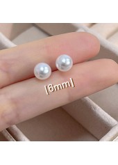 White jewelry,Geometric jewelry,Round Pearl Detail Geometric Pattern White Earrings