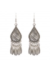 Teardrop Design Silver Metal Detail Earrings