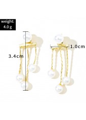 White jewelry,Geometric jewelry,Geometric Pattern White Pearl Detail Earrings