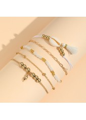 Golden jewelry,Geometric jewelry,Geometric Pattern Tassel Golden Anklet Set