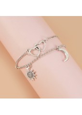 Silver jewelry,Galaxy jewelry,Heart jewelry,Heart Metal Detail Silver Anklet Set