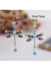 Multi Color jewelry,Contrast Color jewelry,Dragonfly Design Rhinestone Multi Color Earrings