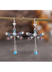 Dragonfly Design Rhinestone Multi Color Earrings