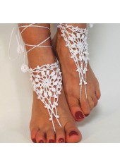 White jewelry,Other jewelry,Triangle Lace Up Weave White Anklet Set