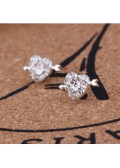Boucles d'Oreilles Argent Coeur Strass Détail Flèche