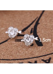 Silver jewelry,Other jewelry,Heart Rhinestone Arrow Detail Silver Earrings