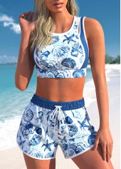 ROTITA Quick Drying Patchwork Dusty Blue Animal Print Bikini Set