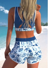 Dusty Blue swimwear,Animal Print swimwear,ROTITA Quick Drying Patchwork Dusty Blue Animal Print Bikini Set