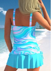 Cyan plus size,Striped plus size,ROTITA Plus Size Mid Waisted Circular Ring Tankini Set