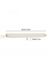 White jewelry,Other jewelry,Layered Deisgn Pearl Detail White Necklace