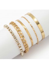 Gold jewelry,Other jewelry,Chain Rhinestone Layered Design Gold Bracelet Set