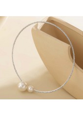 Silvery White jewelry,Other jewelry,Pearl Detail Asymmetric Design Silvery White Necklace