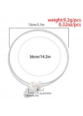 Silvery White jewelry,Other jewelry,Pearl Detail Asymmetric Design Silvery White Necklace