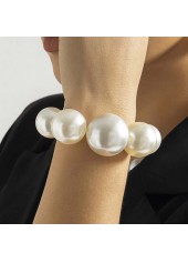 Pearl Detail Asymmetric Design White Bracelet