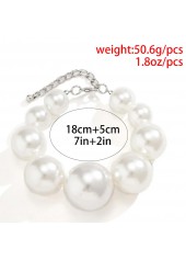 White jewelry,Other jewelry,Pearl Detail Asymmetric Design White Bracelet