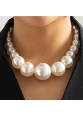Pearl Detail Asymmetric Design White Necklace
