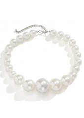 White jewelry,Other jewelry,Pearl Detail Asymmetric Design White Necklace