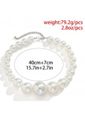 White jewelry,Other jewelry,Pearl Detail Asymmetric Design White Necklace