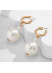 White jewelry,Other jewelry,Pearl Design Metal Ring Detail White Earrings