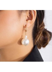 White jewelry,Other jewelry,Pearl Design Metal Ring Detail White Earrings