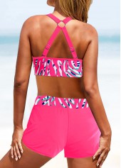 Hot Pink swimwear,Animal Print swimwear,Striped swimwear,ROTITA Circular Ring Hot Pink Bikini Set