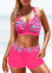 Hot Pink swimwear,Animal Print swimwear,Striped swimwear,ROTITA Circular Ring Hot Pink Bikini Set