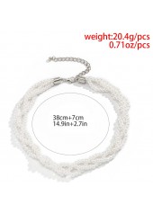 White jewelry,Geometric jewelry,White Pearl Design Geometric Pattern Necklace