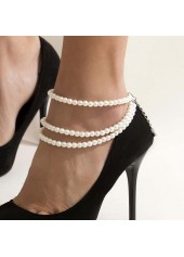 Pearl Detail Layered Design White Anklet