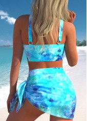 Cyan swimwear,Tie Dye swimwear,ROTITA Mesh Cyan Tie Dye Print Bikini Set