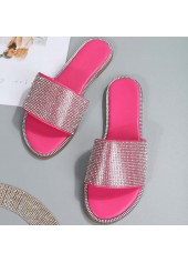 Pink accessories,Plain Color accessories,Pink Sepuins Falt Open Toe Slippers
