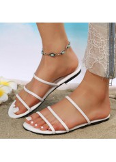 White accessories,Plain Color accessories,White Striped Falt Open Toe Sliders