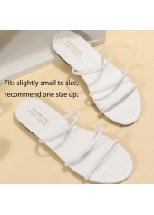 White accessories,Plain Color accessories,White Striped Falt Open Toe Sliders