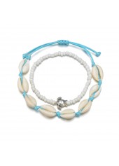 White jewelry,Other jewelry,Round Layered Design White Anklet Set