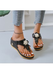 Black Mid Heel Toe Post Flip Flops