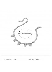 Silver jewelry,Animal Print jewelry,Silver Alloy Detail Bow Design Anklet