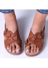 Dark Coffee Mid Heel Open Toe Slippers