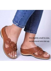 Dark Coffee accessories,Floral accessories,Plants accessories,Dark Coffee Mid Heel Open Toe Slippers