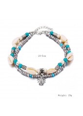 Silver jewelry,Other jewelry,Round Beads Conch Design Silver Anklet Set