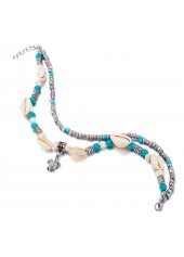 Silver jewelry,Other jewelry,Round Beads Conch Design Silver Anklet Set